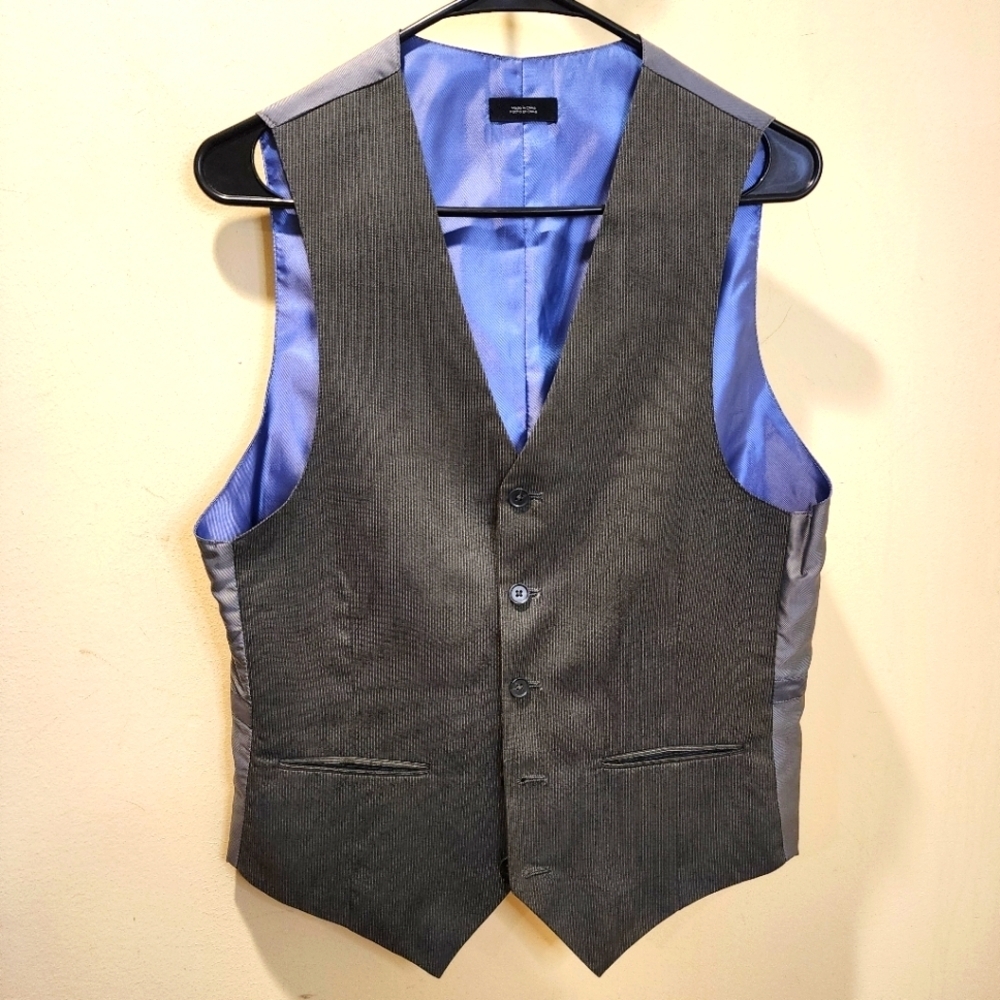 J. Ferrar Men's Modern Fit Gray Stripes Vest size S